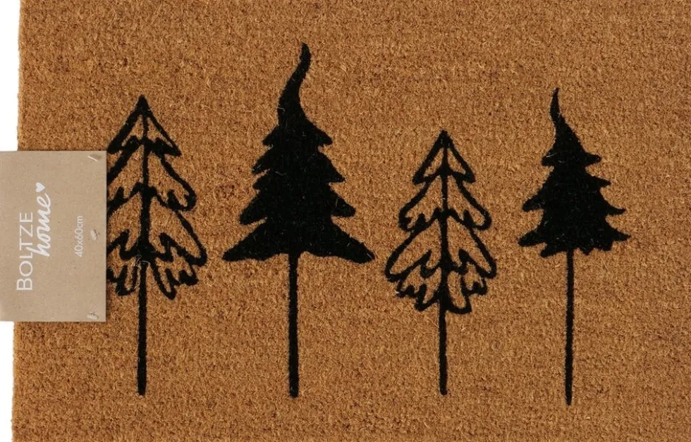 Boltze kokosmat Noelle kerstboom bruin 60 x 40 x 1,2 cm