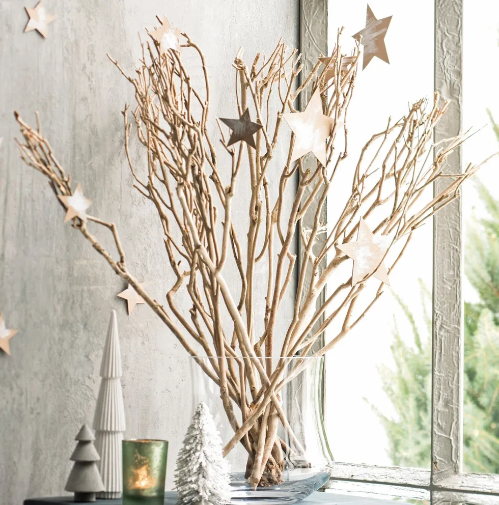 Bundel van houten takken L 60 cm grijs
