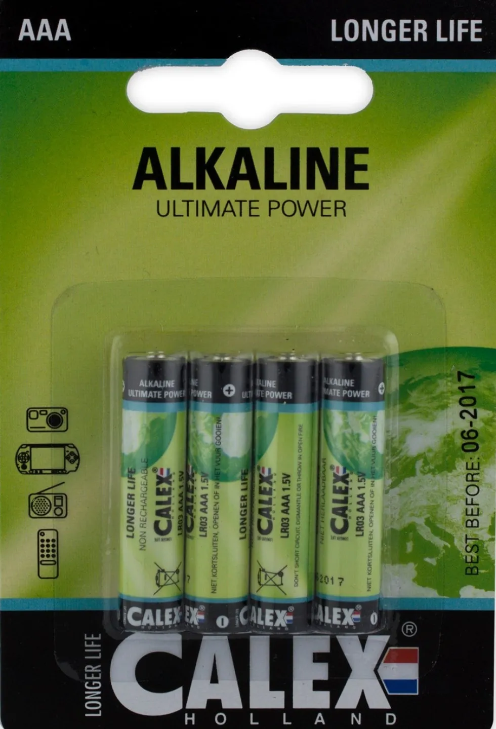 Calex alkaline slim penlite AAA 1,5V 4 stuks