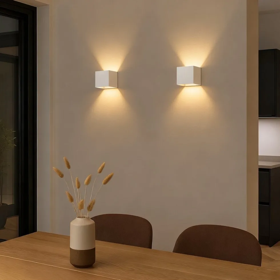 Calex wandlamp Falerna wit 8,5 x 8,5 x 8,8 cm 2 stuks