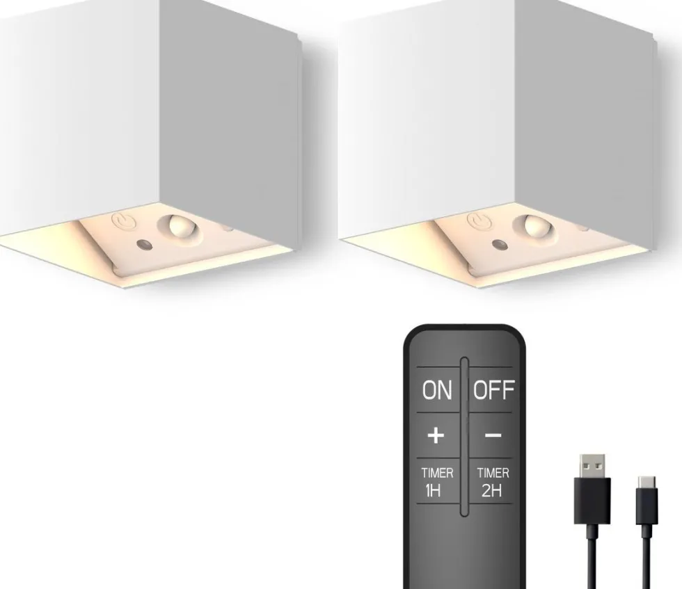 Calex wandlamp Falerna wit 8,5 x 8,5 x 8,8 cm 2 stuks