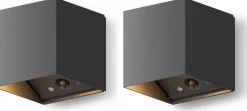 Calex wandlamp Falerna zwart 8,5 x 8,5 x 8,8 cm 2 stuks