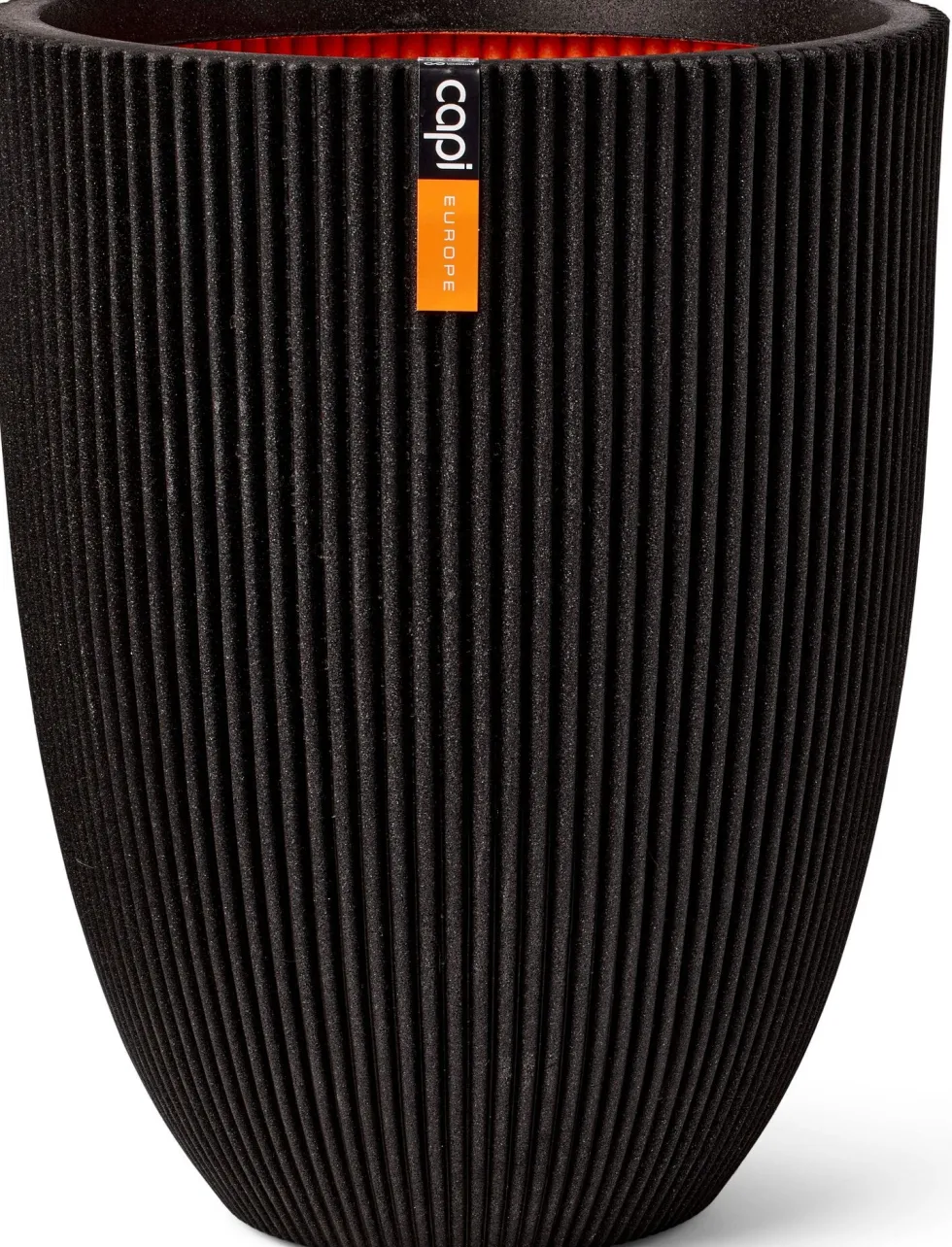 Capi Europe bloempot Groove zwart D 34 H 46 cm