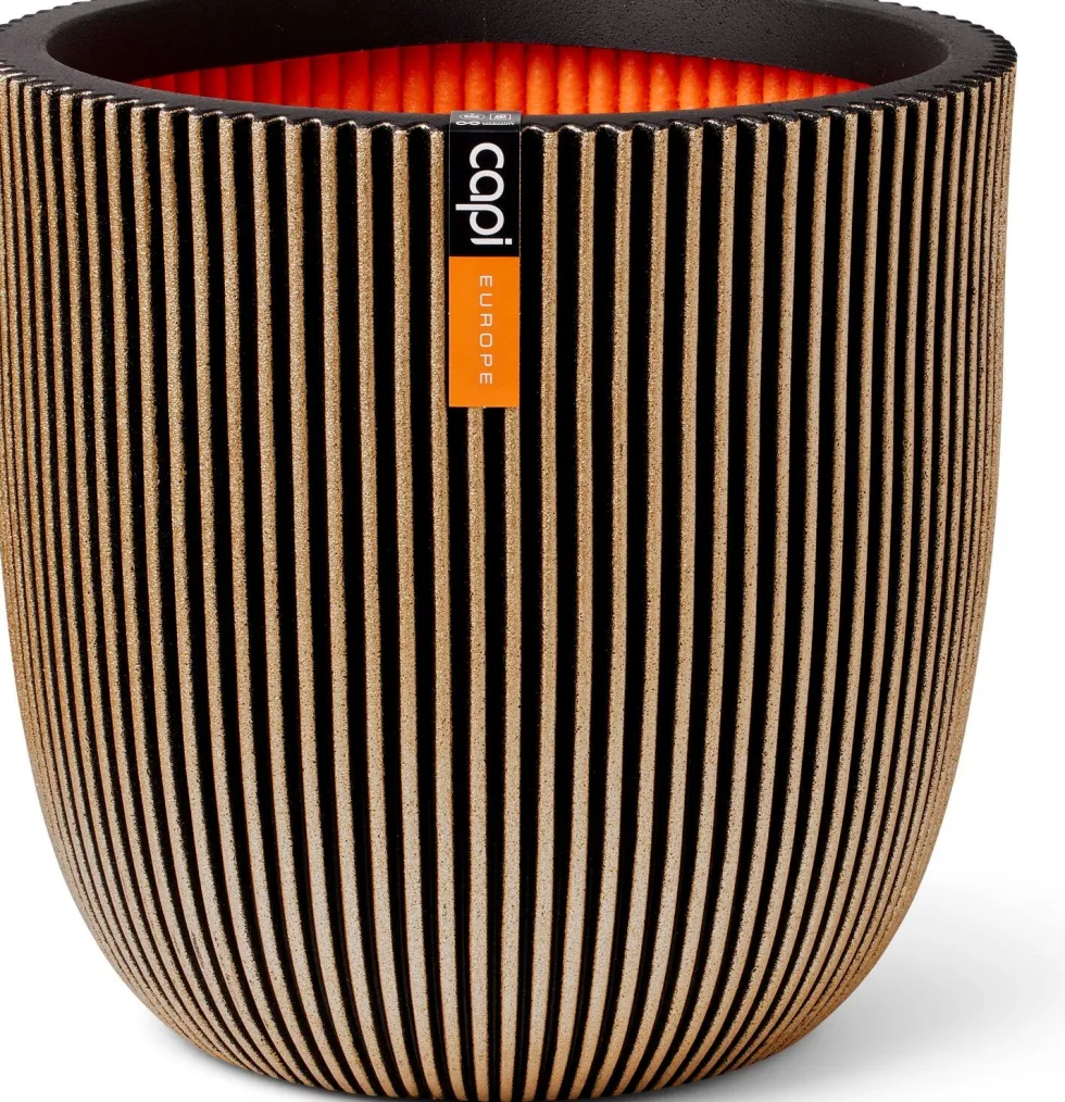 Capi Europe bloempot Groove zwart / goud D 54 H 52 cm