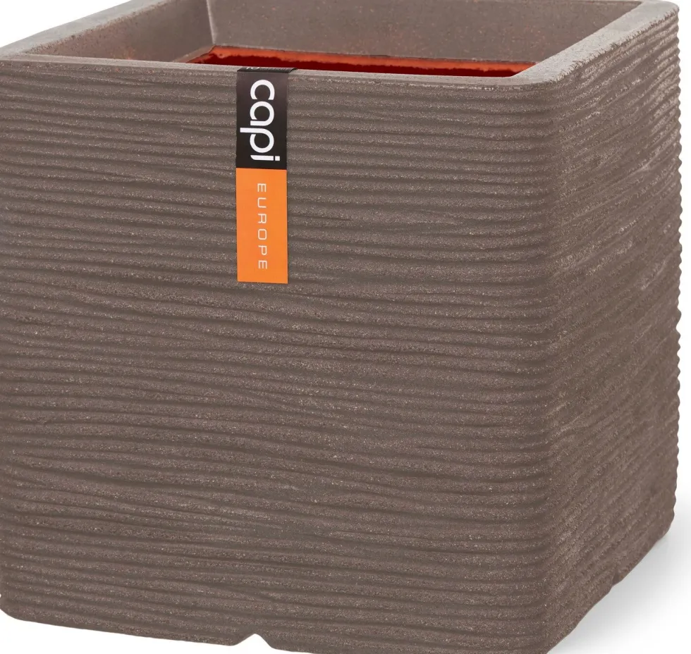 Capi Europe bloempot Nature Rib taupe 50 x 50 x 50 cm