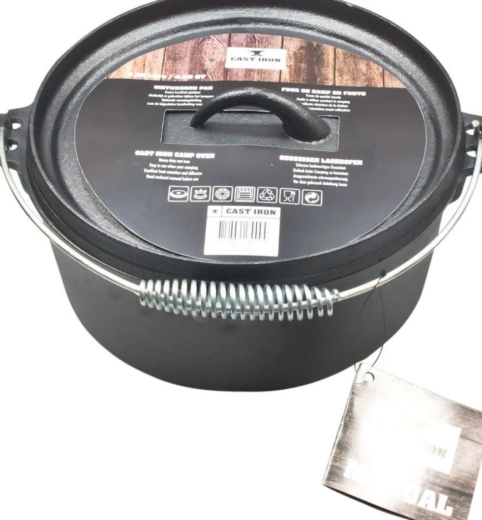 Cast Iron pan met deksel zwart D 28 H 11 cm