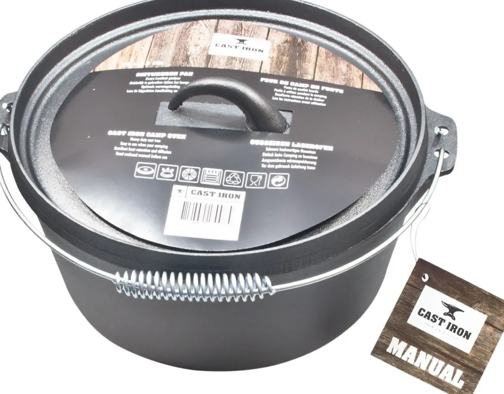 Cast Iron pan met deksel zwart D 28 H 13 cm