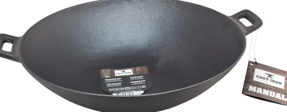 Cast Iron wokpan zwart D 37 H 11 cm