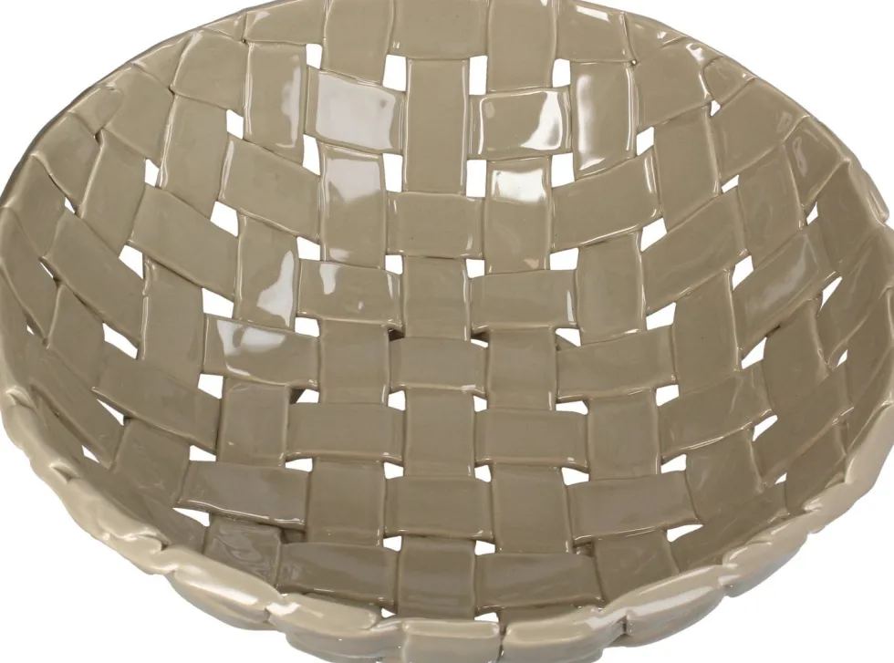 Decoratieschaal beige D 35 H 12,5 cm