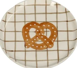 Decoratieschaal Pretzel wit / bruin 13,5 x 13,5 x 1,3 cm