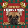Decoratietegel Kerst franse bulldog 10,5 x 10,5 cm