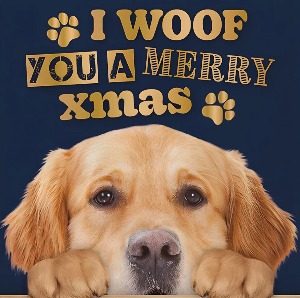 Decoratietegel Kerst golden retriever 10,5 x 10,5 cm