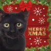 Decoratietegel Kerst kat zwart 10,5 x 10,5 cm