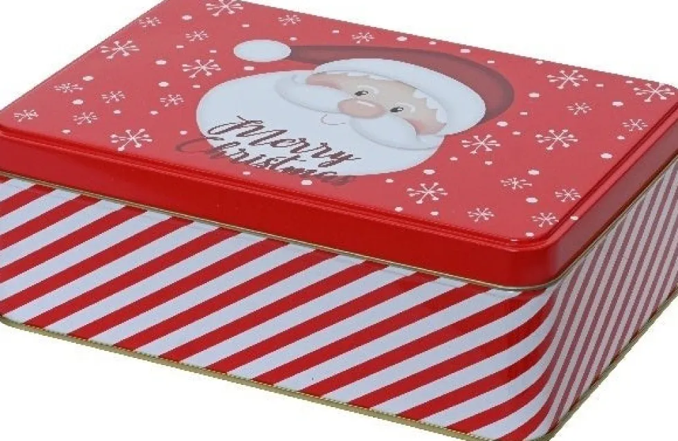 Decoris bewaarblik Santa rood 19 x 13 x 6,5 cm