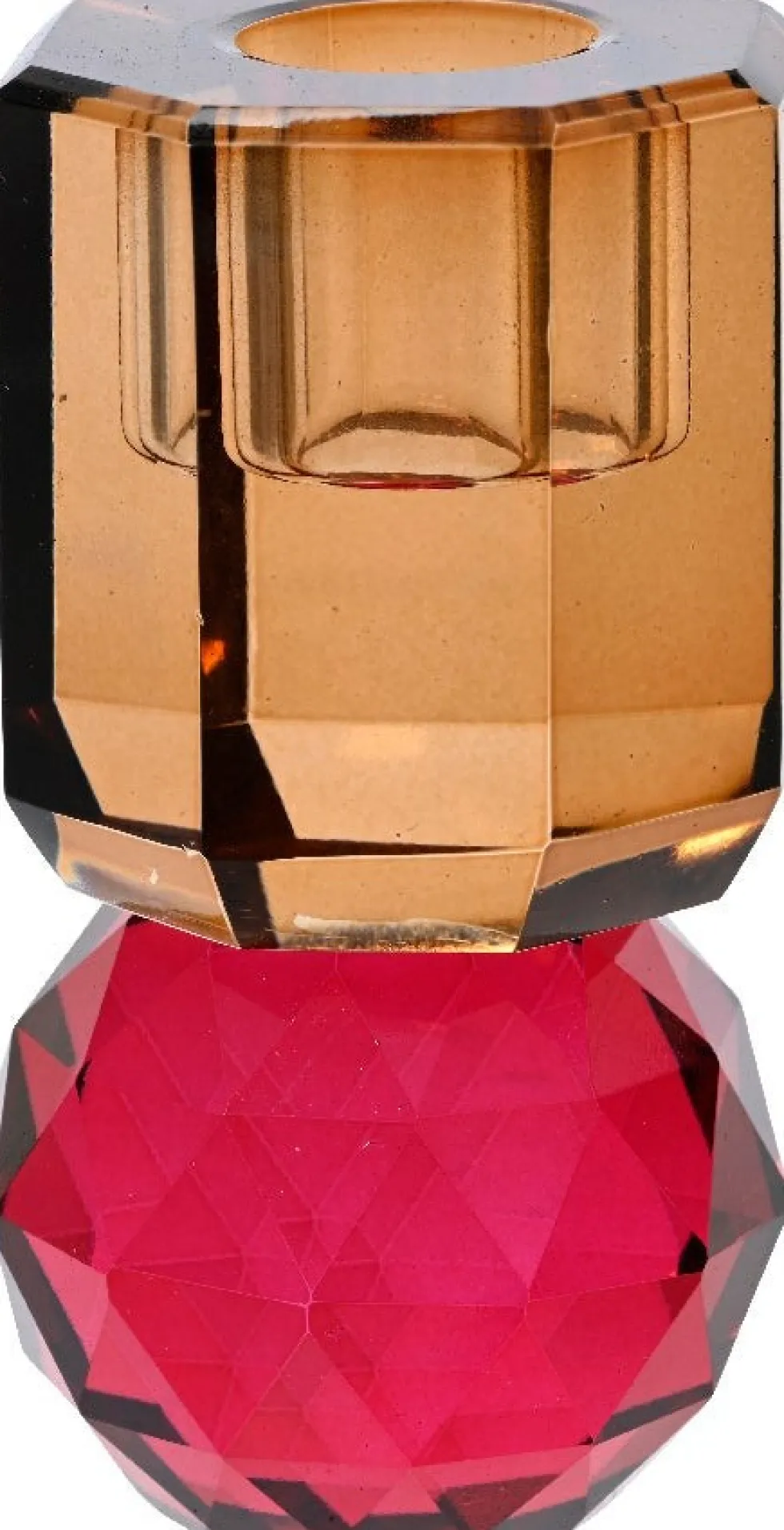 Decoris kandelaar Chrys bruin / rood 5 x 5 x 9 cm
