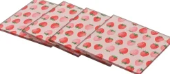 Decoris onderzetter Aardbei roze 9 x 9 cm 4 stuks