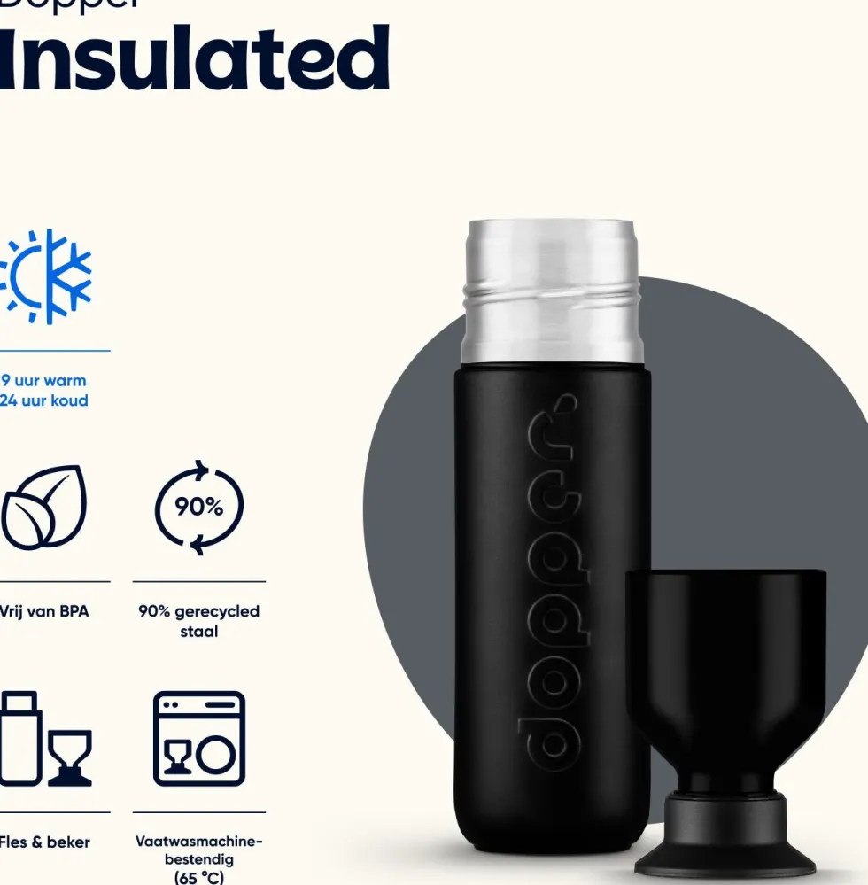 Dopper drinkfles Insulated blazing black 580 ml