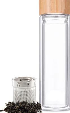 Dubbelwandige drinkfles met theefilter 400 ml