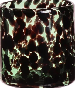 Duif waxinelichthouder Jane groen / zwart D 12 H 12,3 cm