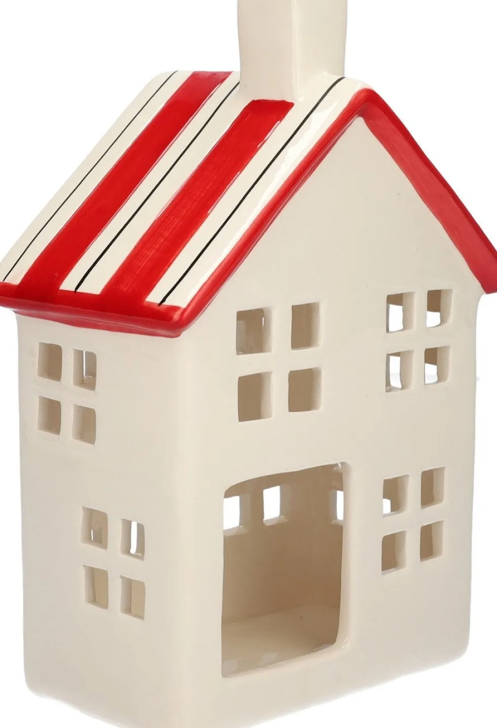 Duif waxinelichthouder Maison wit / rood 12,5 x 8 x 18,8 cm
