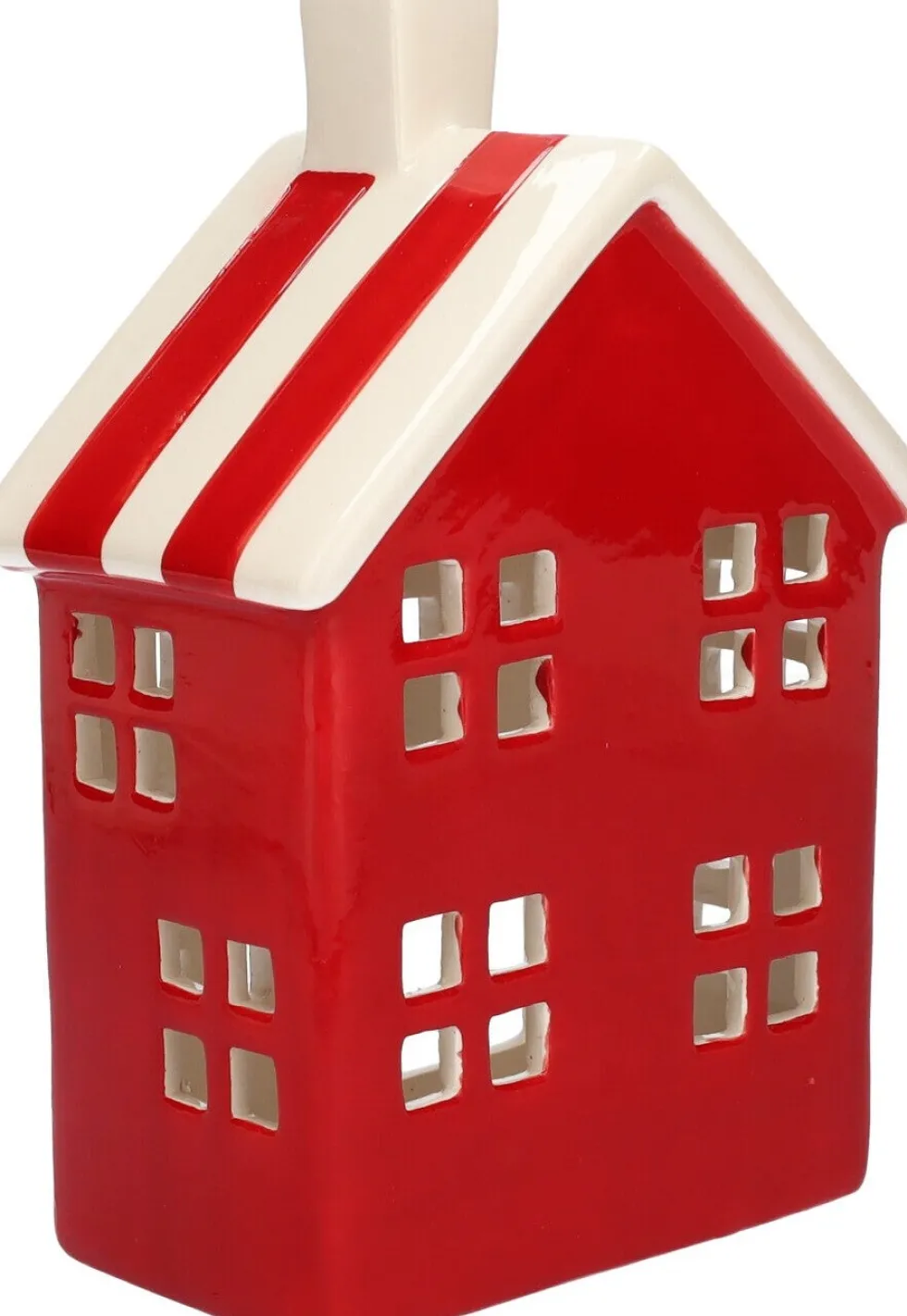 Duif waxinelichthouder Maison rood / wit 12,5 x 8 x 18,8 cm