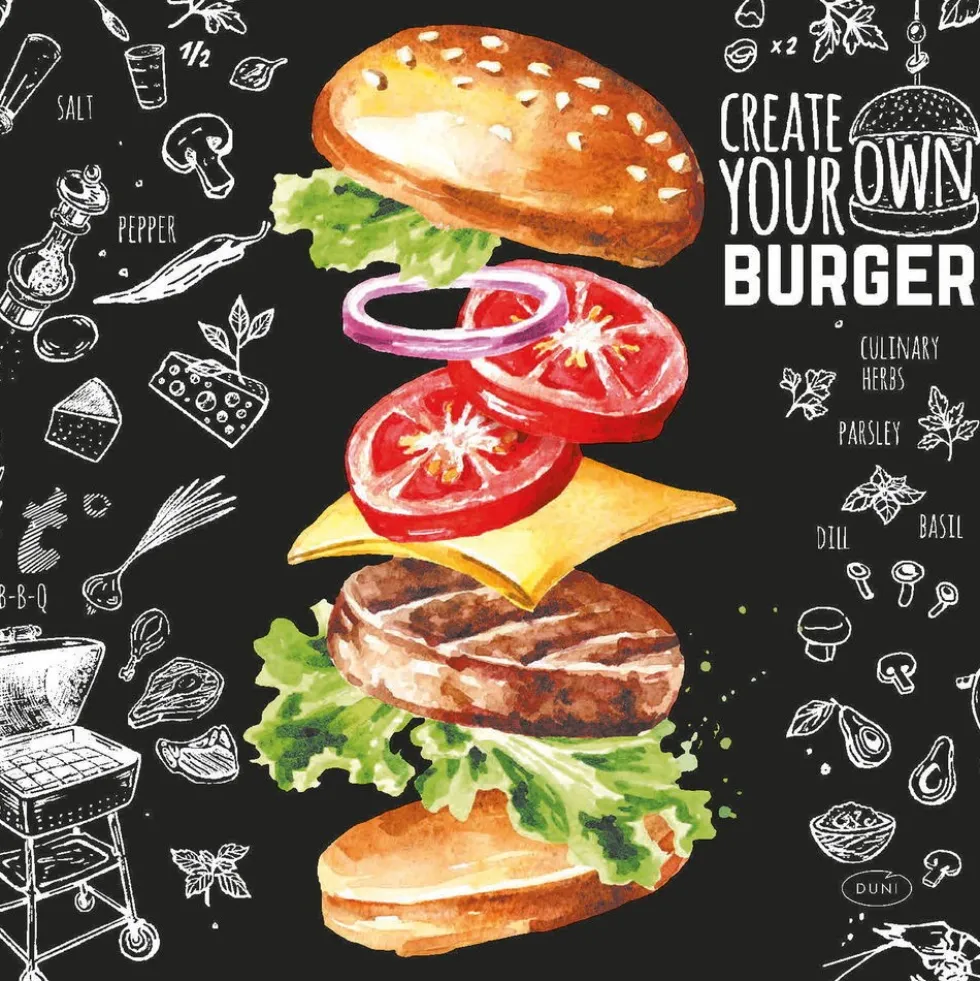 Duni BBQ servetten My Burger 33 x 33 cm 20 stuks