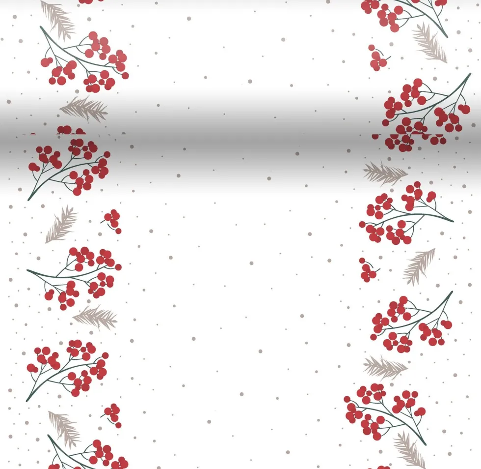 Duni 3-in-1 tafelaankleding Berrie Merrie wit 40 x 480 cm