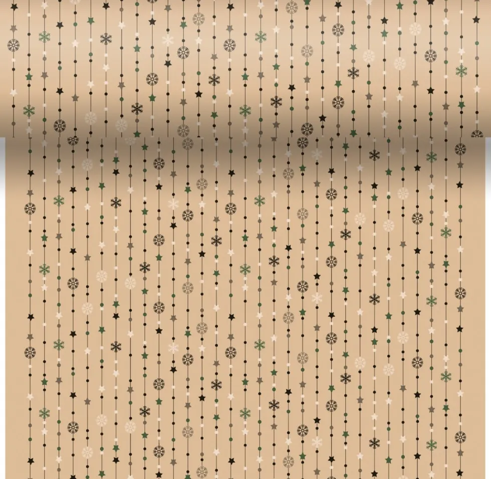 Duni 3-in-1 tafelaankleding Naturel Yuletide crème / groen 40 x 480 cm