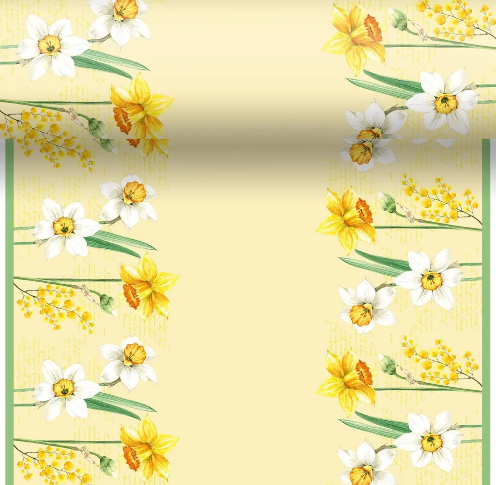 Duni 3-in-1 tafelaankleding Spring Daffodil geel 40 x 480 cm