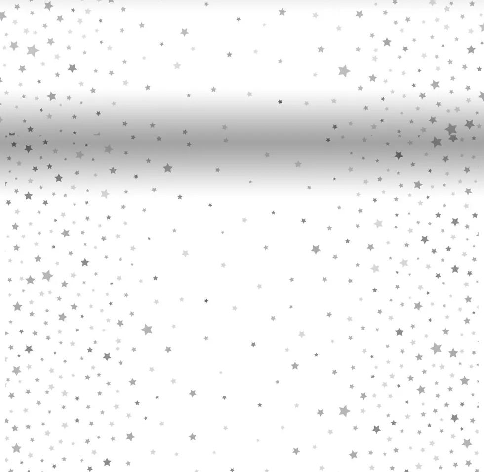 Duni 3-in-1 tafeldecoratie Silver Stardust wit 40 x 480 cm