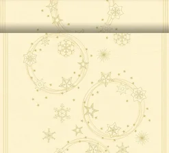Duni 3-in-1 tafeldecoratie Star Shine crème 40 x 480 cm