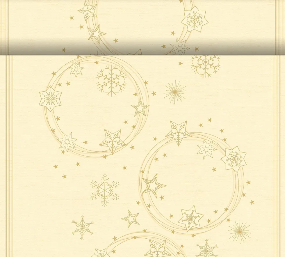 Duni 3-in-1 tafeldecoratie Star Shine crème 40 x 480 cm