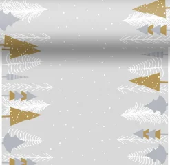 Duni 3-in-1 tafeldecoratie Winter Trees grijs 40 x 480 cm