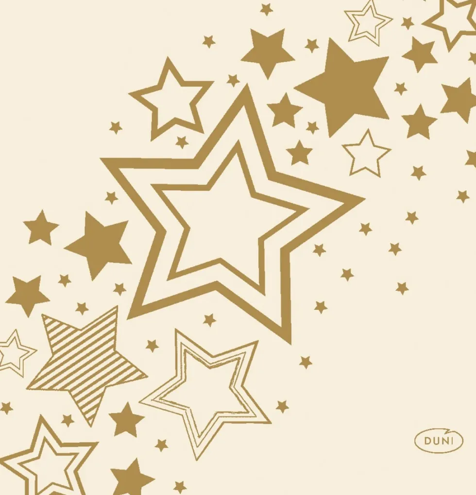 Duni servet Holiday Star crème / goud 24 x 24 cm 20 stuks