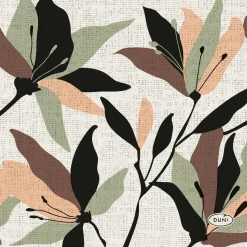 Duni servet Nomad Flowers beige 24 x 24 cm 20 stuks