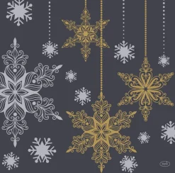 Duni servet Snowstars Black zwart 40 x 40 cm 12 stuks