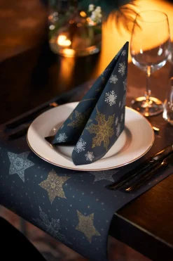 Duni servet Snowstars Black zwart 40 x 40 cm 12 stuks