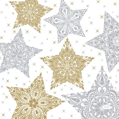 Duni servet Snowstars White wit 33 x 33 cm 20 stuks