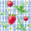 Duni servet Strawberry Picnic blauw 24 x 24 cm 20 stuks