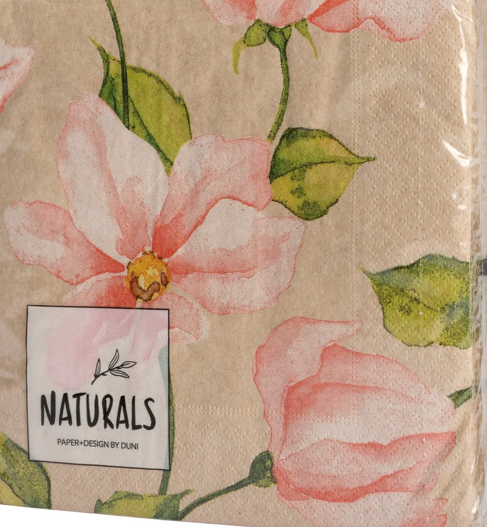 Duni servetten bloem Paper + Design roze 33 x 33 cm 20 stuks