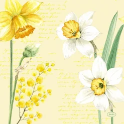 Duni servetten Spring Daffodil geel 33 x 33 cm 20 stuks