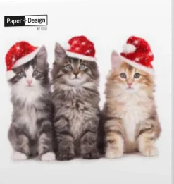 Duni servetten Xmas Cats wit 33 x 33 cm 20 stuks