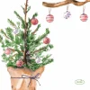 Duni servet Tree And Baubles wit 24 x 24 cm 20 stuks