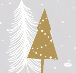 Duni servet Winter Trees grijs 24 x 24 cm 20 stuks