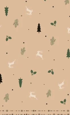 Duni tafelkleed Natural Yuletide crème / groen 220 x 138 cm