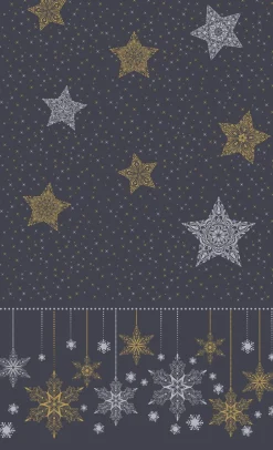 Duni tafelkleed Snowstars Black zwart 138 x 220 cm
