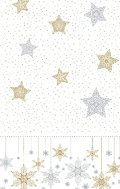 Duni tafelkleed Snowstars White wit 138 x 280 cm