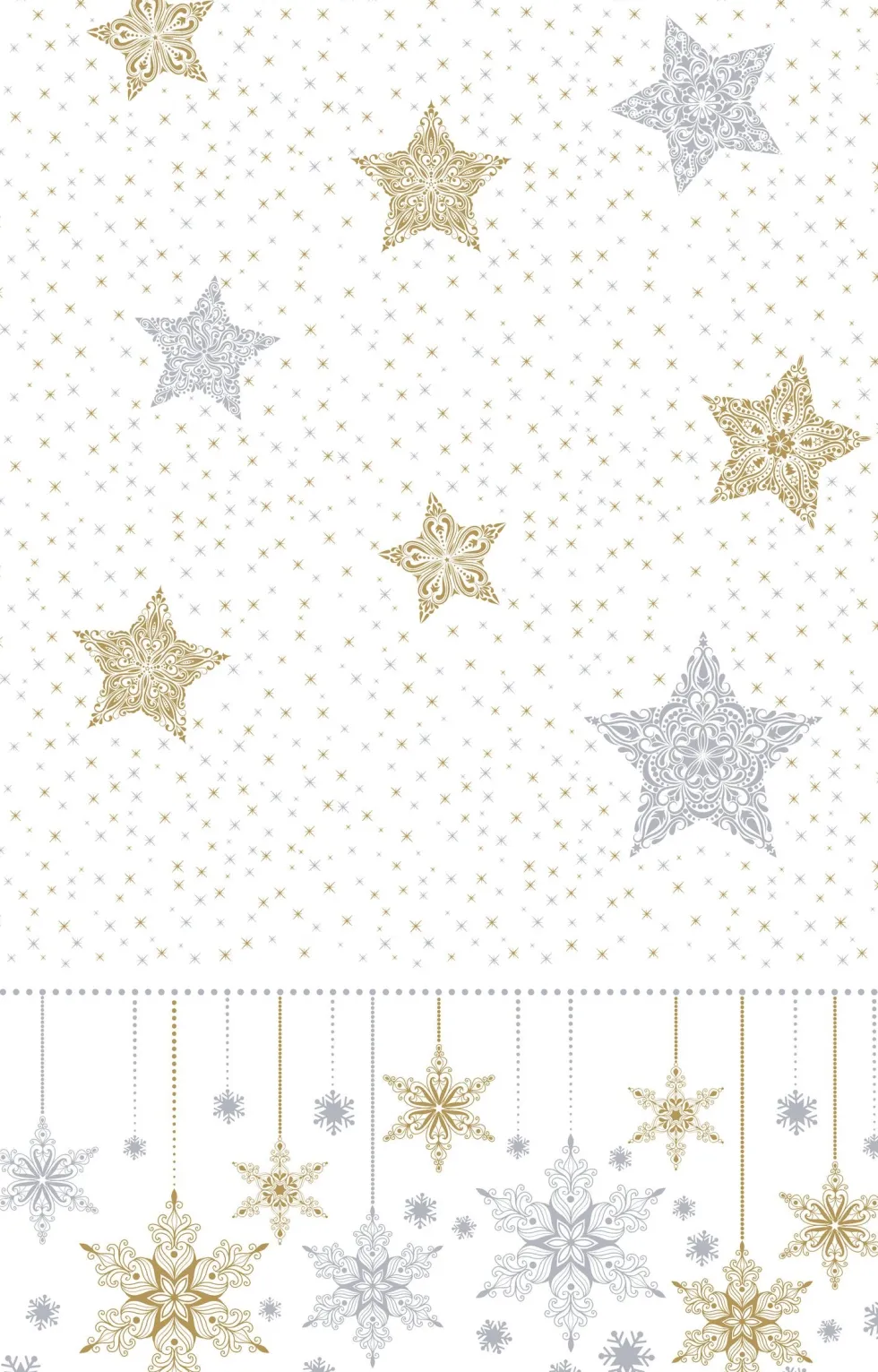 Duni tafelkleed Snowstars White wit 138 x 280 cm