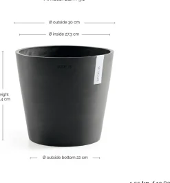 Ecopots bloempot Amsterdam donkergrijs D 30 H 26,3 cm