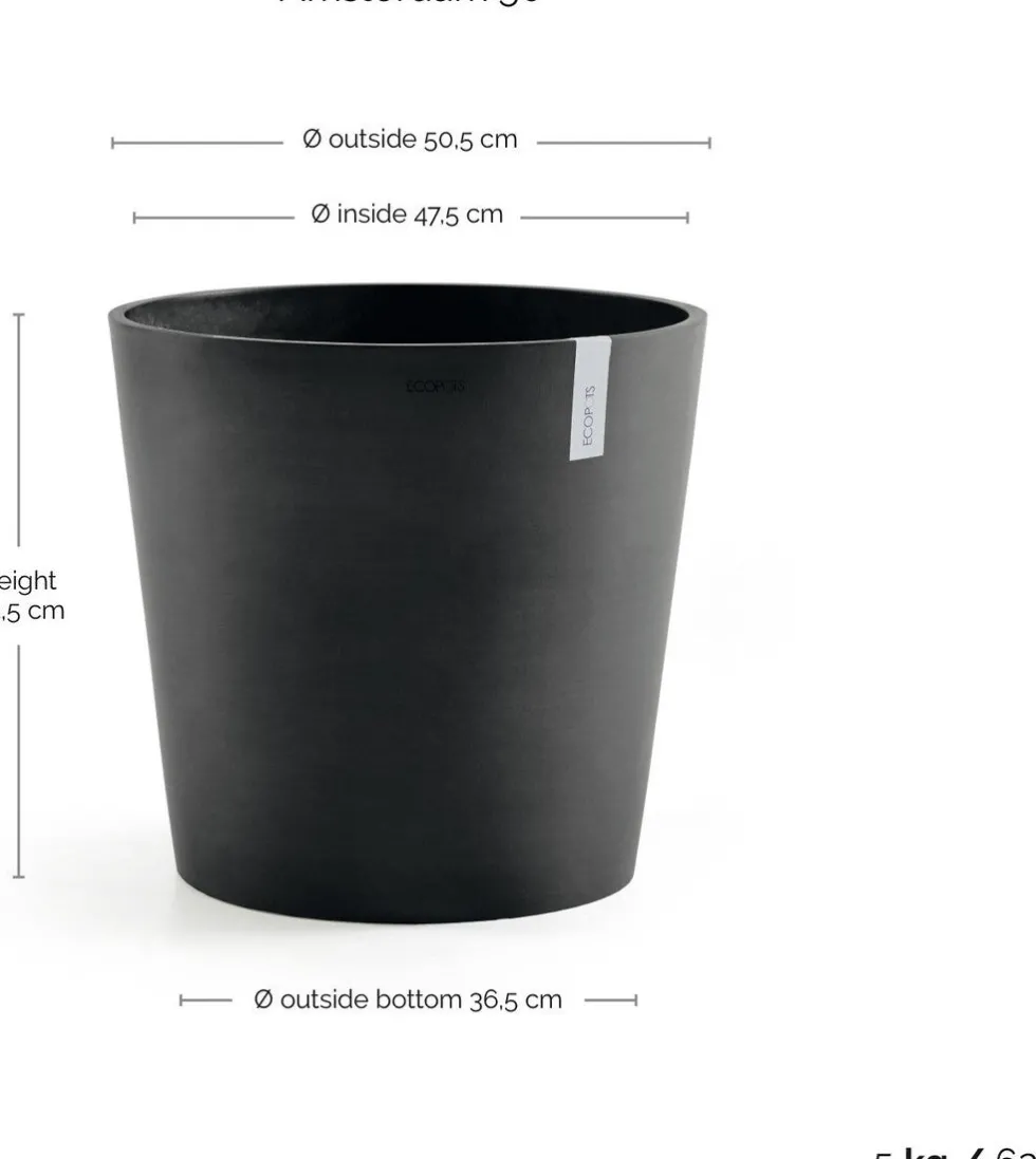 Ecopots bloempot Amsterdam donkergrijs D 50 H 44 cm